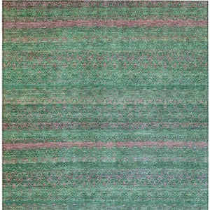 HomeRoots 5' Striped Washable Area Rug in Green and Blush - Perfect for Indoor and Outdoor Living Spaces! 10' X 14' 631718