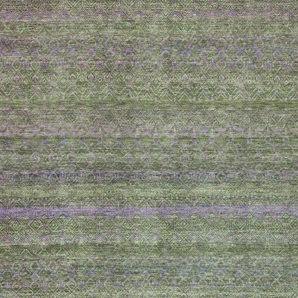 HomeRoots 5' Stylish Olive Green and Purple Striped Washable Area Rug for Indoor and Outdoor Spaces 5' X 8' 631720