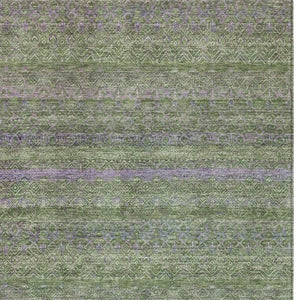 HomeRoots 5' Stylish Olive Green and Purple Striped Washable Area Rug for Indoor and Outdoor Spaces 9' X 12' 631723