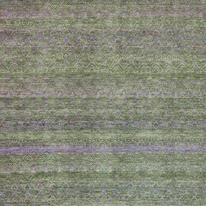 HomeRoots 5' Stylish Olive Green and Purple Striped Washable Area Rug for Indoor and Outdoor Spaces 10' X 14' 631724