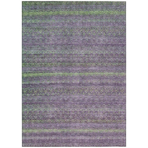 HomeRoots 5' Vibrant Purple and Lime Green Striped Washable Area Rug for Indoor and Outdoor Versatility 8' X 10' 631728