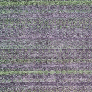 HomeRoots 5' Vibrant Purple and Lime Green Striped Washable Area Rug for Indoor and Outdoor Versatility 8' X 10' 631728