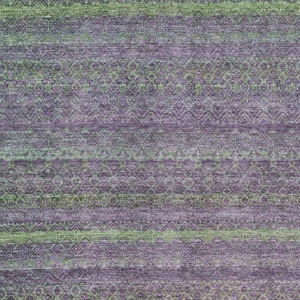 HomeRoots 5' Vibrant Purple and Lime Green Striped Washable Area Rug for Indoor and Outdoor Versatility 8' X 10' 631728