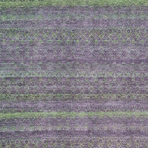 HomeRoots 5' Vibrant Purple and Lime Green Striped Washable Area Rug for Indoor and Outdoor Versatility 9' X 12' 631729