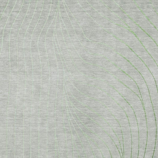 HomeRoots 5' Abstract Artichoke Green and Silver Washable Area Rug for Indoor and Outdoor Durability 5' X 8' 631738