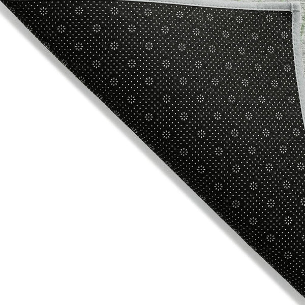 HomeRoots 5' Abstract Artichoke Green and Silver Washable Area Rug for Indoor and Outdoor Durability 8' Round 631739