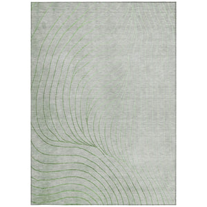 HomeRoots 5' Abstract Artichoke Green and Silver Washable Area Rug for Indoor and Outdoor Durability 8' X 10' 631740