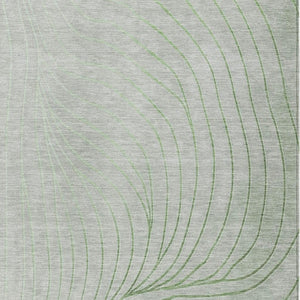 HomeRoots 5' Abstract Artichoke Green and Silver Washable Area Rug for Indoor and Outdoor Durability 9' X 12' 631741