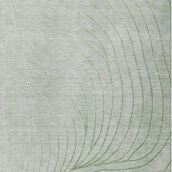 HomeRoots 5' Abstract Artichoke Green and Silver Washable Area Rug for Indoor and Outdoor Durability 9' X 12' 631741