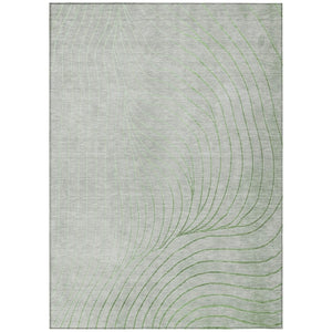 HomeRoots 5' Abstract Artichoke Green and Silver Washable Area Rug for Indoor and Outdoor Durability 10' X 14' 631742