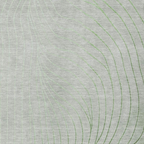 HomeRoots 5' Abstract Artichoke Green and Silver Washable Area Rug for Indoor and Outdoor Durability 10' X 14' 631742