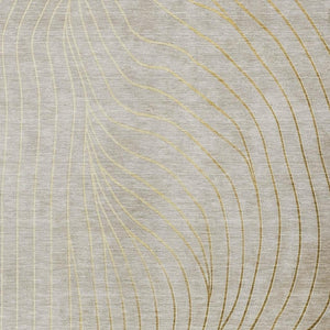 HomeRoots 5' Modern Beige and Silver Abstract Area Rug - Durable, Washable Design for Indoor and Outdoor Use 5' X 8' 631744
