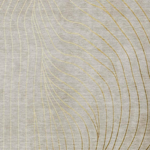HomeRoots 5' Modern Beige and Silver Abstract Area Rug - Durable, Washable Design for Indoor and Outdoor Use 9' X 12' 631747