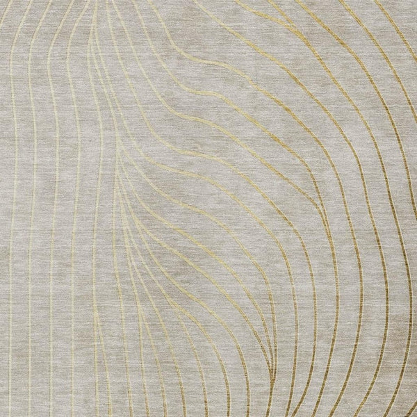 HomeRoots 5' Modern Beige and Silver Abstract Area Rug - Durable, Washable Design for Indoor and Outdoor Use 9' X 12' 631747