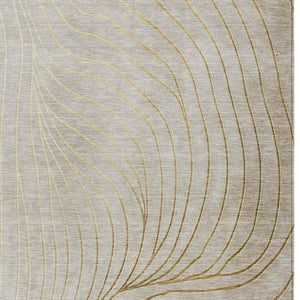 HomeRoots 5' Modern Beige and Silver Abstract Area Rug - Durable, Washable Design for Indoor and Outdoor Use 10' X 14' 631748