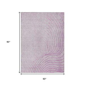 HomeRoots 5' Stylish Blush and Silver Abstract Area Rug - Washable, Durable, Perfect for Indoor and Outdoor Use 5' X 8' 631750