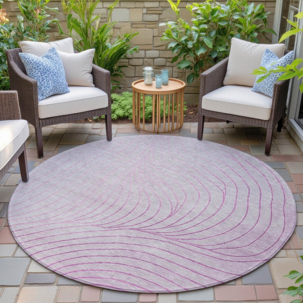 HomeRoots 5' Stylish Blush and Silver Abstract Area Rug - Washable, Durable, Perfect for Indoor and Outdoor Use 8' Round 631751