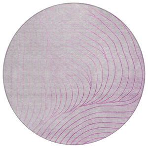 HomeRoots 5' Stylish Blush and Silver Abstract Area Rug - Washable, Durable, Perfect for Indoor and Outdoor Use 8' Round 631751