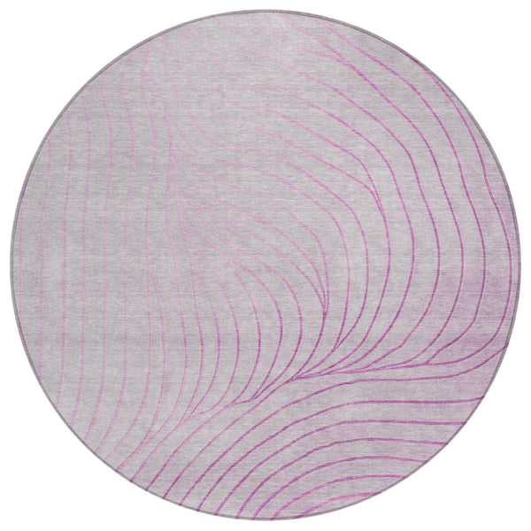 HomeRoots 5' Stylish Blush and Silver Abstract Area Rug - Washable, Durable, Perfect for Indoor and Outdoor Use 8' Round 631751