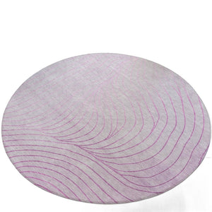HomeRoots 5' Stylish Blush and Silver Abstract Area Rug - Washable, Durable, Perfect for Indoor and Outdoor Use 8' Round 631751