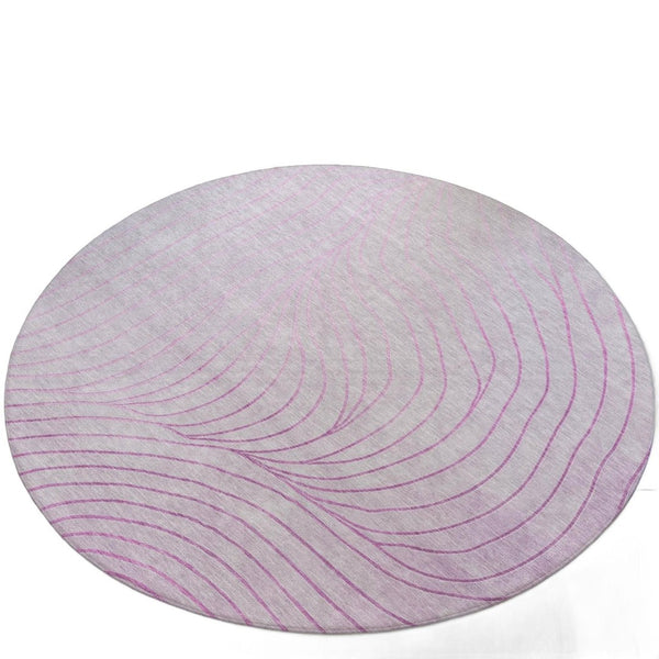 HomeRoots 5' Stylish Blush and Silver Abstract Area Rug - Washable, Durable, Perfect for Indoor and Outdoor Use 8' Round 631751