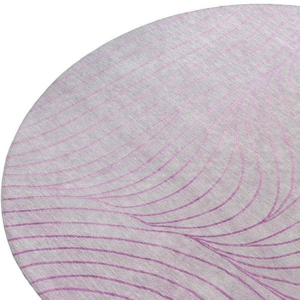 HomeRoots 5' Stylish Blush and Silver Abstract Area Rug - Washable, Durable, Perfect for Indoor and Outdoor Use 8' Round 631751