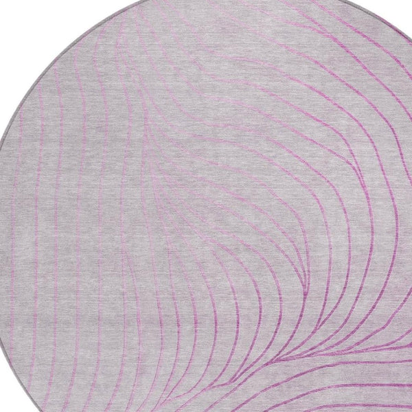 HomeRoots 5' Stylish Blush and Silver Abstract Area Rug - Washable, Durable, Perfect for Indoor and Outdoor Use 8' Round 631751