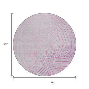 HomeRoots 5' Stylish Blush and Silver Abstract Area Rug - Washable, Durable, Perfect for Indoor and Outdoor Use 8' Round 631751