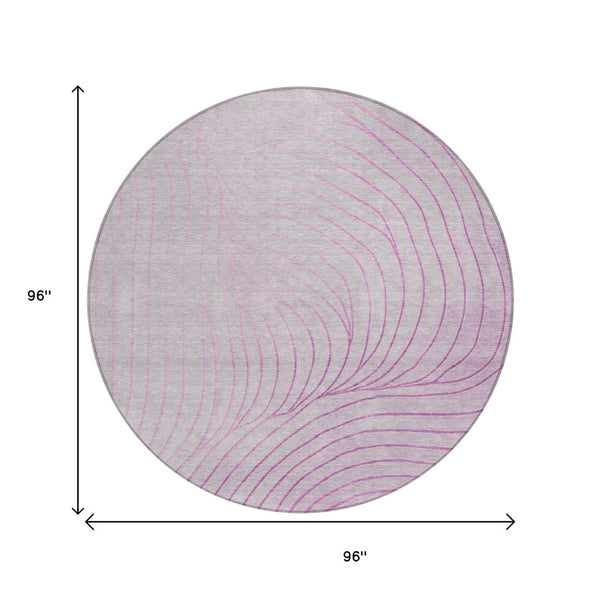 HomeRoots 5' Stylish Blush and Silver Abstract Area Rug - Washable, Durable, Perfect for Indoor and Outdoor Use 8' Round 631751