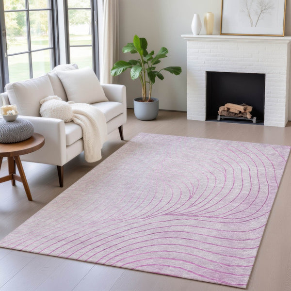 HomeRoots 5' Stylish Blush and Silver Abstract Area Rug - Washable, Durable, Perfect for Indoor and Outdoor Use 8' X 10' 631752