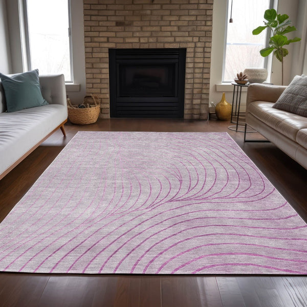 HomeRoots 5' Stylish Blush and Silver Abstract Area Rug - Washable, Durable, Perfect for Indoor and Outdoor Use 9' X 12' 631753