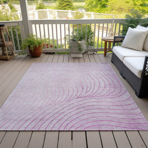 HomeRoots 5' Stylish Blush and Silver Abstract Area Rug - Washable, Durable, Perfect for Indoor and Outdoor Use 9' X 12' 631753