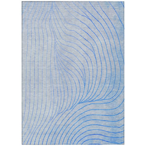 HomeRoots 5' Blue And Silver Abstract Area Rug - Washable, Weather-Resistant, Modern Design for Indoors & Outdoors 5' X 8' 631756