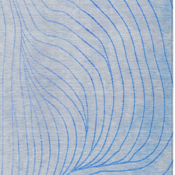 HomeRoots 5' Blue And Silver Abstract Area Rug - Washable, Weather-Resistant, Modern Design for Indoors & Outdoors 8' X 10' 631758