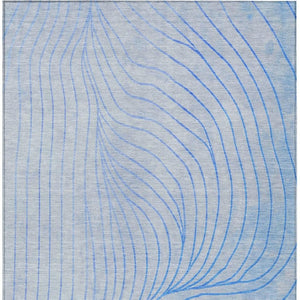 HomeRoots 5' Blue And Silver Abstract Area Rug - Washable, Weather-Resistant, Modern Design for Indoors & Outdoors 9' X 12' 631759