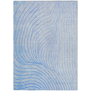 HomeRoots 5' Blue And Silver Abstract Area Rug - Washable, Weather-Resistant, Modern Design for Indoors & Outdoors 10' X 14' 631760
