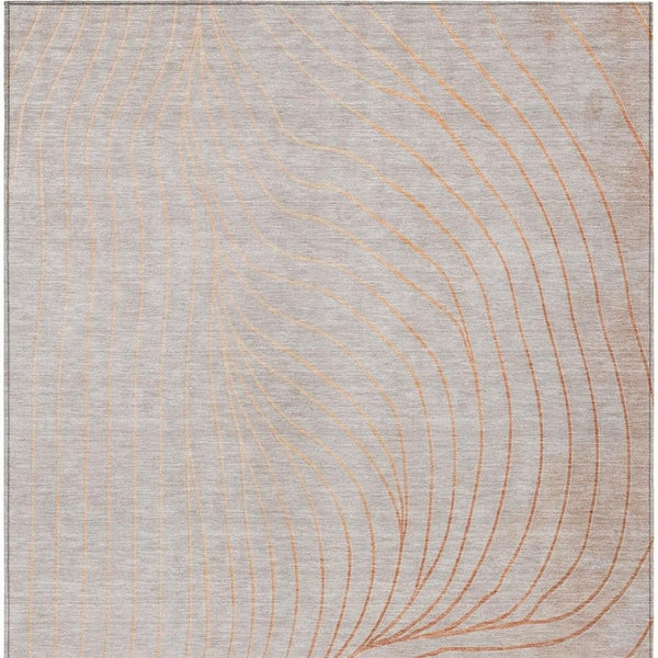 HomeRoots 5' Copper and Silver Abstract Area Rug - Stylish, Washable Indoor-Outdoor Design for Modern Spaces 5' X 8' 631762