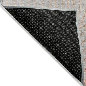 HomeRoots 5' Copper and Silver Abstract Area Rug - Stylish, Washable Indoor-Outdoor Design for Modern Spaces 8' Round 631763