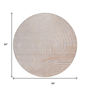 HomeRoots 5' Copper and Silver Abstract Area Rug - Stylish, Washable Indoor-Outdoor Design for Modern Spaces 8' Round 631763