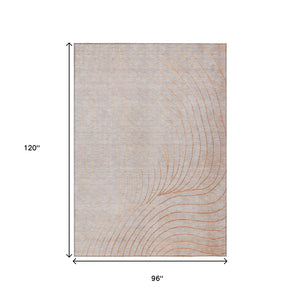HomeRoots 5' Copper and Silver Abstract Area Rug - Stylish, Washable Indoor-Outdoor Design for Modern Spaces 8' X 10' 631764