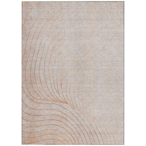 HomeRoots 5' Copper and Silver Abstract Area Rug - Stylish, Washable Indoor-Outdoor Design for Modern Spaces 9' X 12' 631765