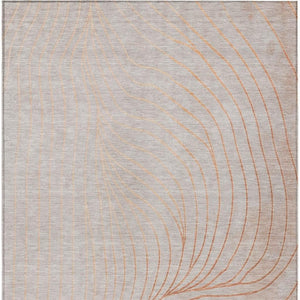 HomeRoots 5' Copper and Silver Abstract Area Rug - Stylish, Washable Indoor-Outdoor Design for Modern Spaces 9' X 12' 631765