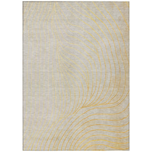 HomeRoots 5' Gold and Silver Abstract Washable Area Rug for Indoor and Outdoor Spaces - Durable and Stylish 5' X 8' 631768