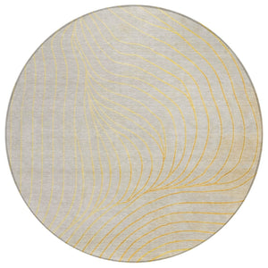 HomeRoots 5' Gold and Silver Abstract Washable Area Rug for Indoor and Outdoor Spaces - Durable and Stylish 8' Round 631769