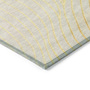 HomeRoots 5' Gold and Silver Abstract Washable Area Rug for Indoor and Outdoor Spaces - Durable and Stylish 8' Round 631769
