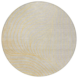 HomeRoots 5' Gold and Silver Abstract Washable Area Rug for Indoor and Outdoor Spaces - Durable and Stylish 8' Round 631769