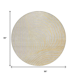 HomeRoots 5' Gold and Silver Abstract Washable Area Rug for Indoor and Outdoor Spaces - Durable and Stylish 8' Round 631769
