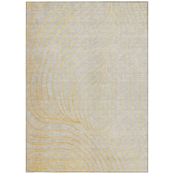 HomeRoots 5' Gold and Silver Abstract Washable Area Rug for Indoor and Outdoor Spaces - Durable and Stylish 8' X 10' 631770