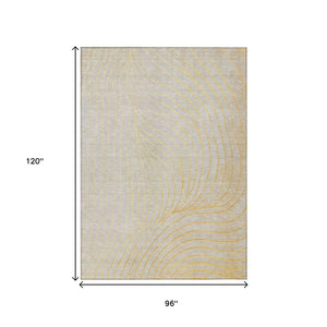 HomeRoots 5' Gold and Silver Abstract Washable Area Rug for Indoor and Outdoor Spaces - Durable and Stylish 8' X 10' 631770