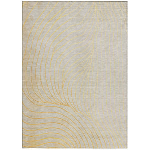 HomeRoots 5' Gold and Silver Abstract Washable Area Rug for Indoor and Outdoor Spaces - Durable and Stylish 9' X 12' 631771